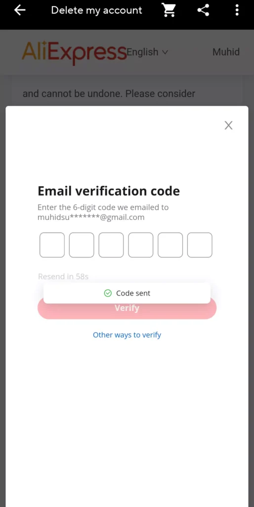 account verification before deleting from app