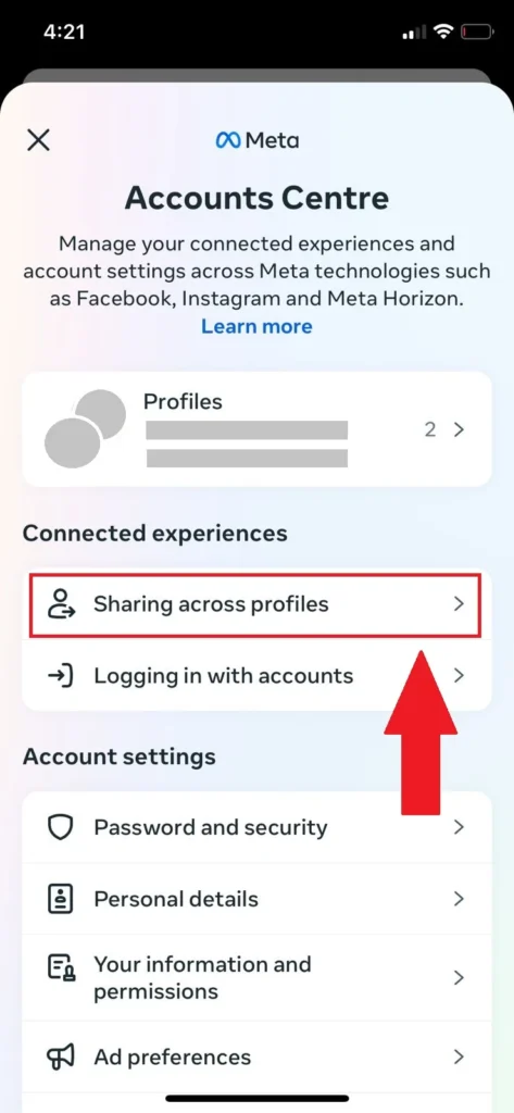 Sharing across profile