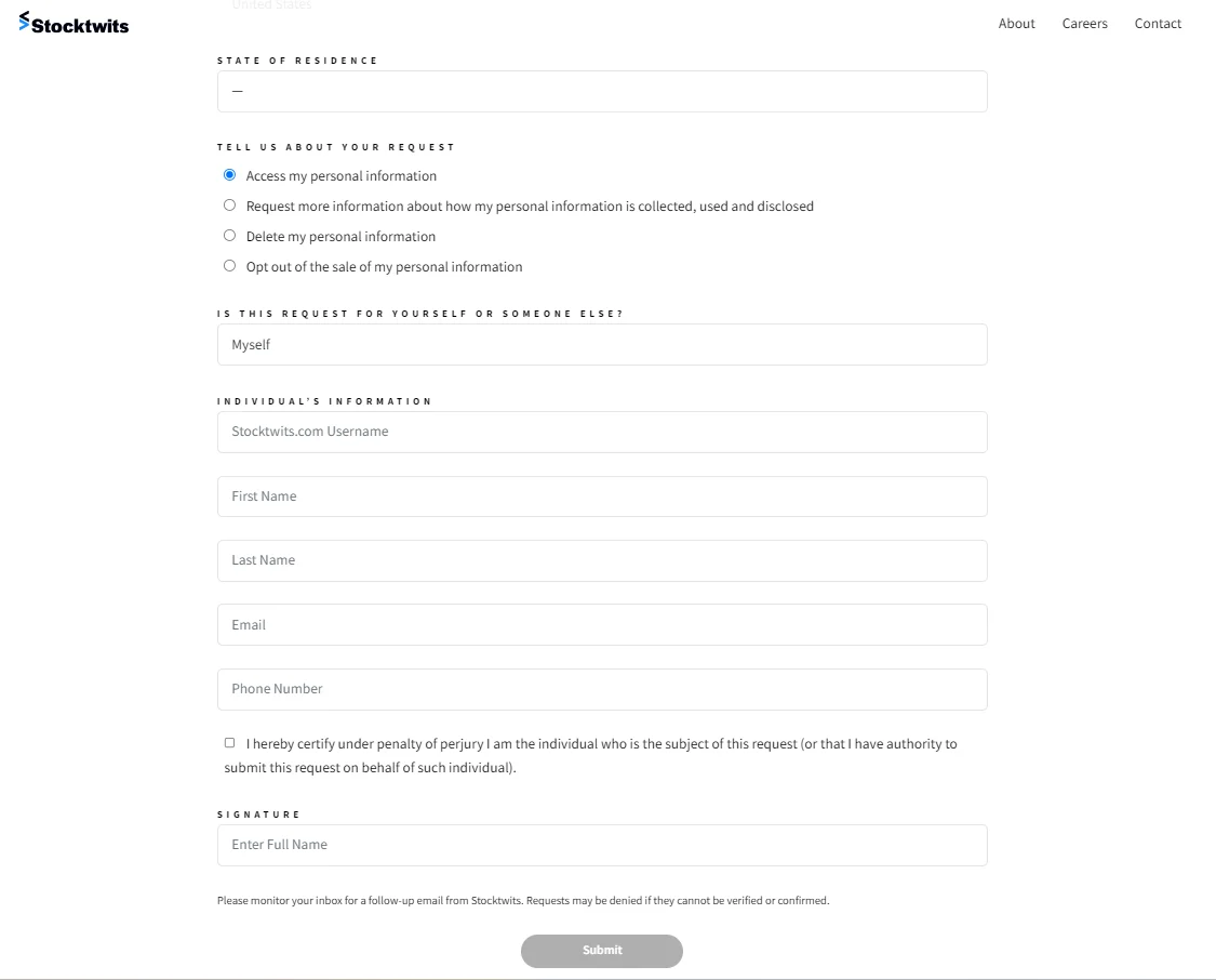 stockwits support form