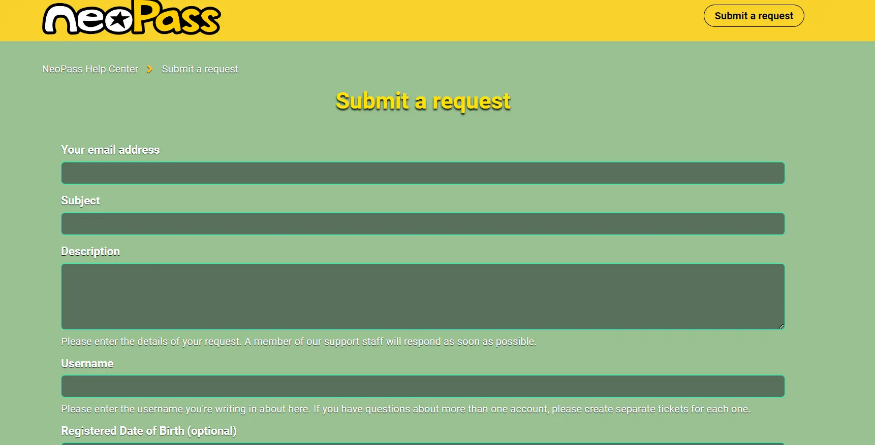 submit request neopet