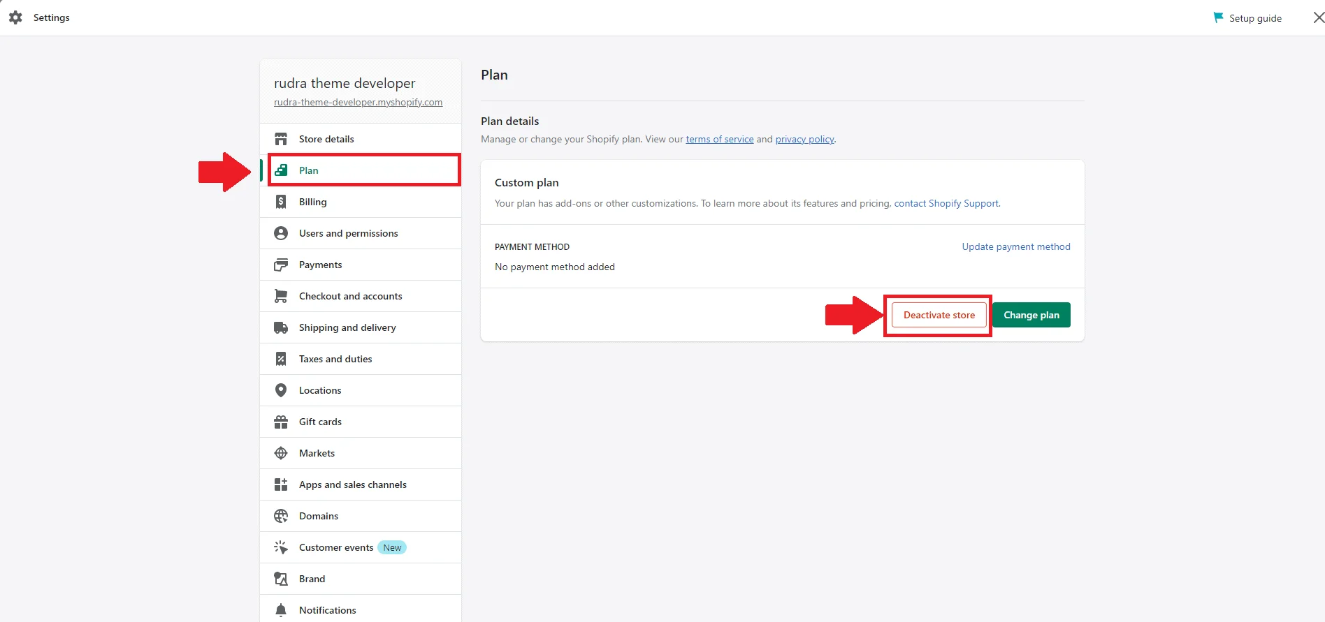 Delete Shopify Account Permanently Settings