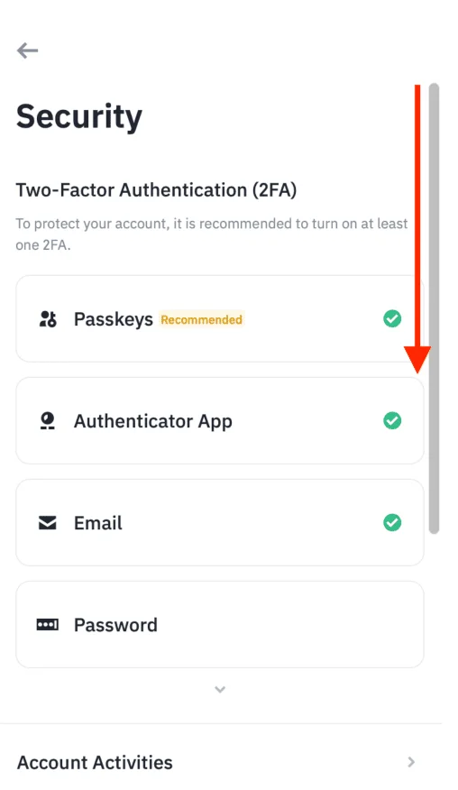 BInance mobile disable account authentication app