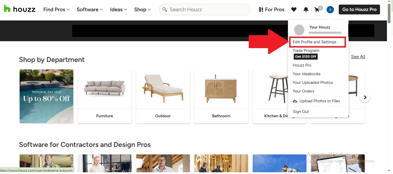 Edit profile and settings