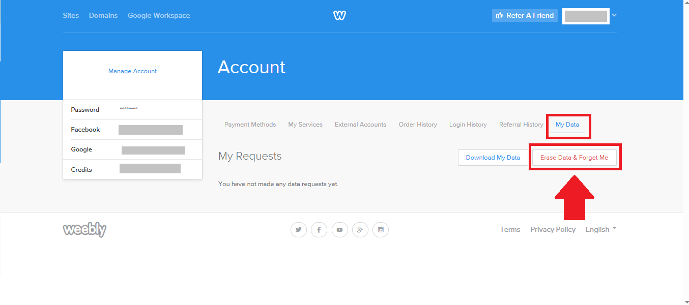 Weebly my data