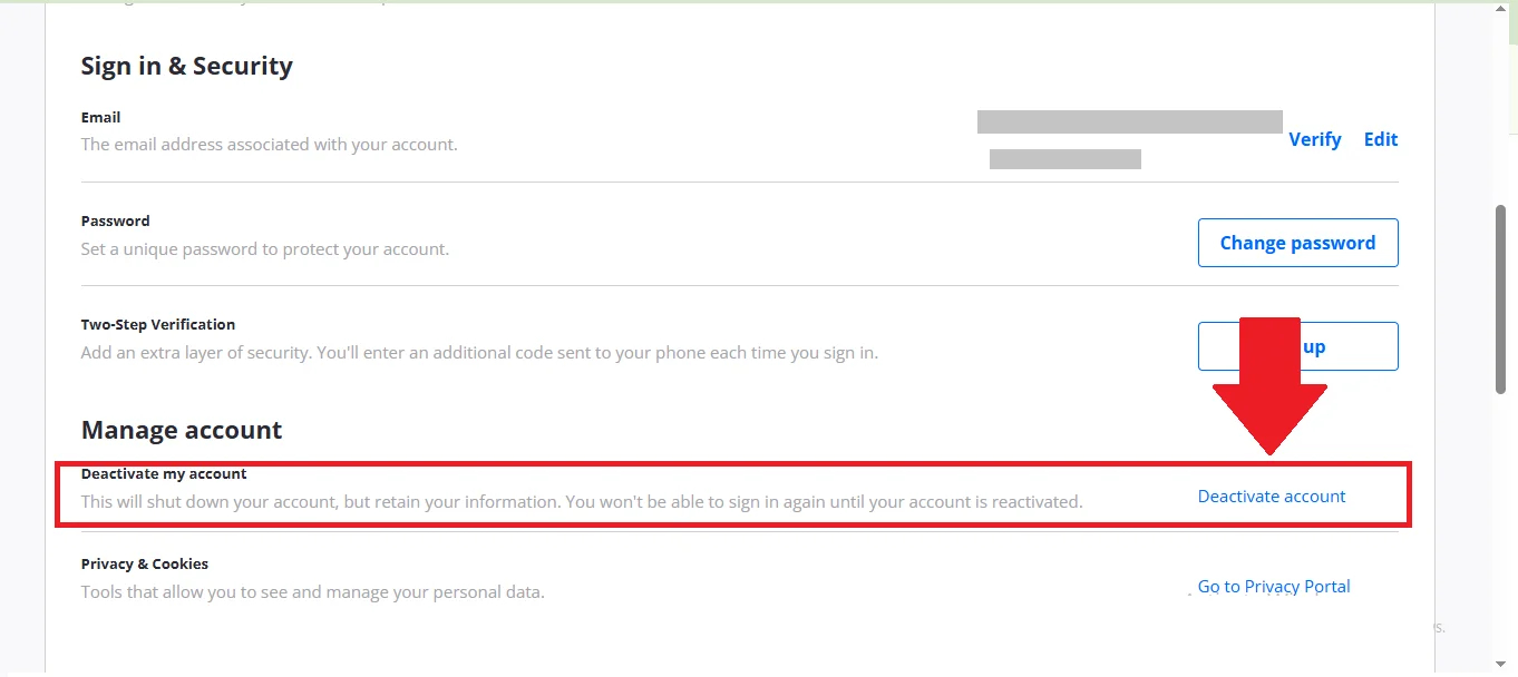 Zillow deactivate