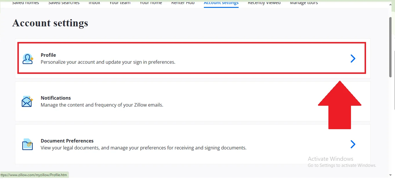 Delete Account Zillow