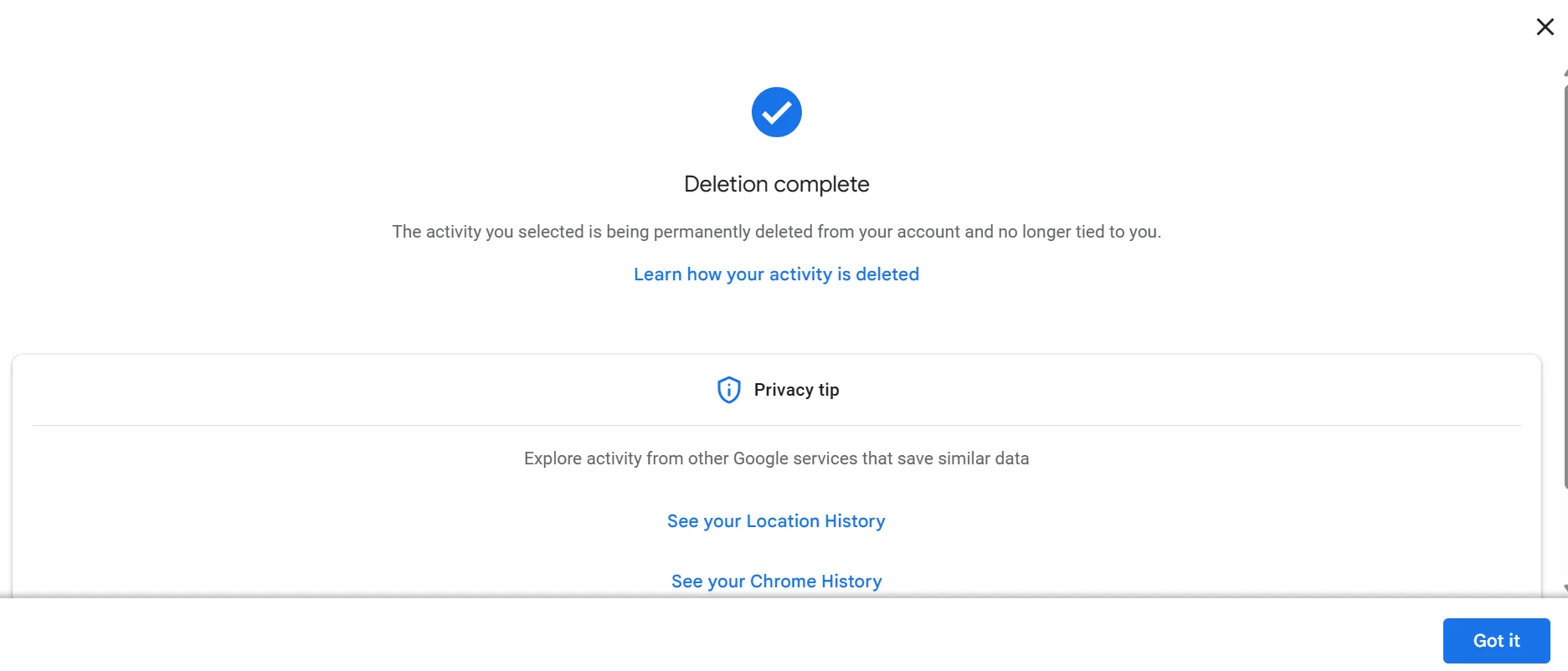 activity deleted