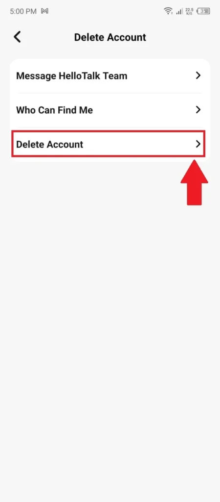 delete account options