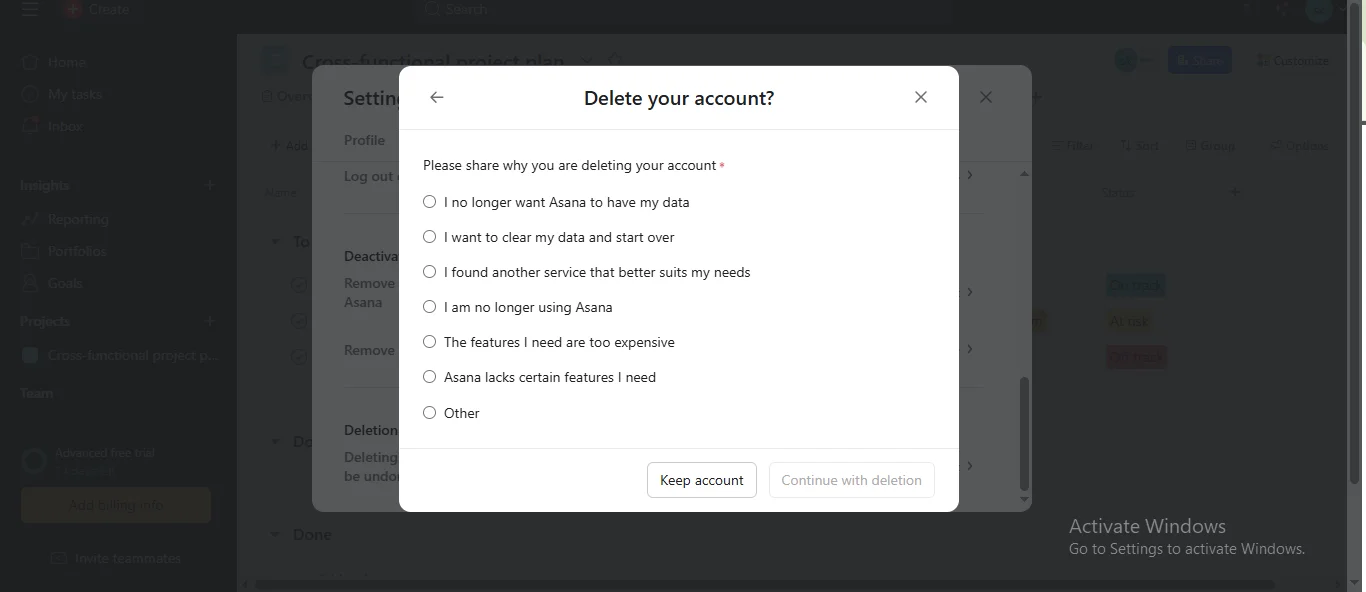 deletion reason