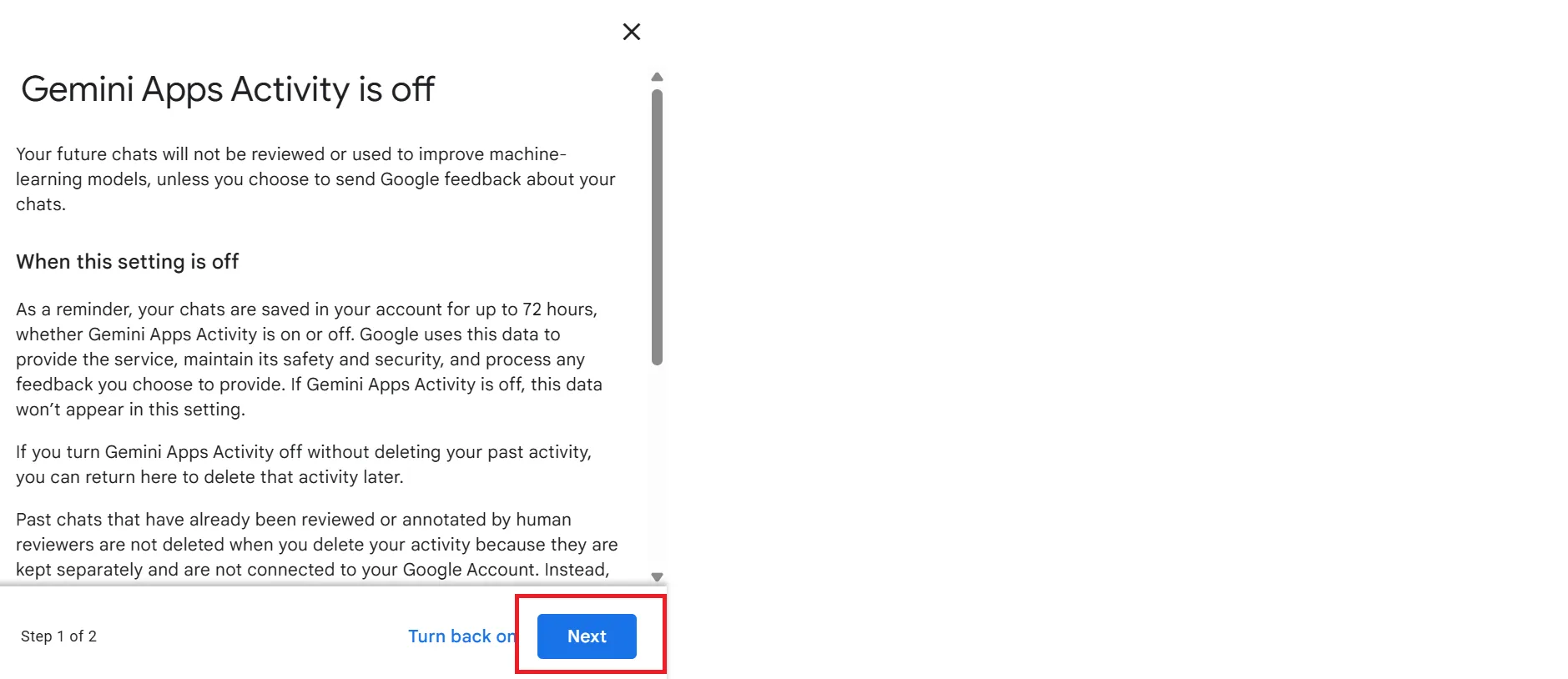 terms of deleting activity