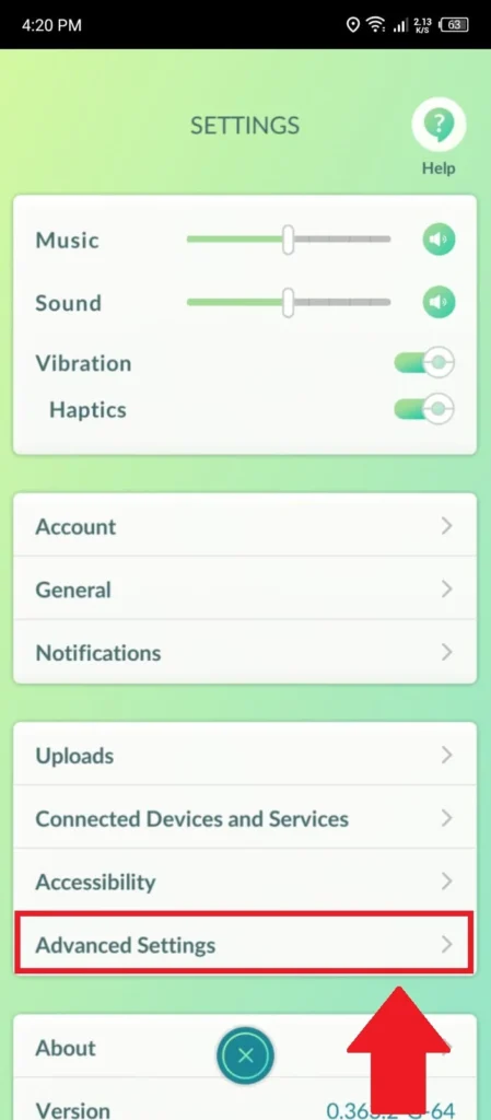 Pokémon go account settings