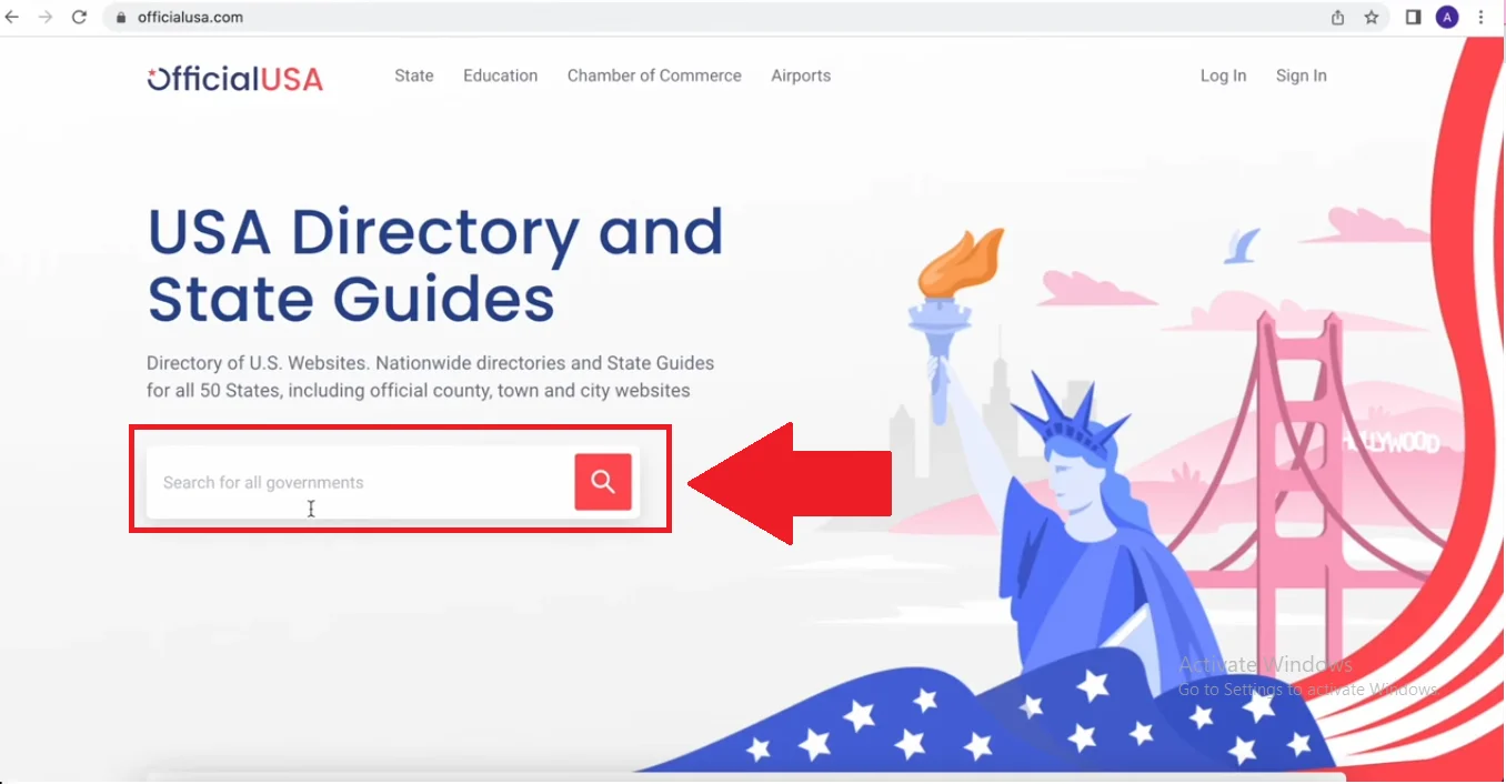 Official USA search bar