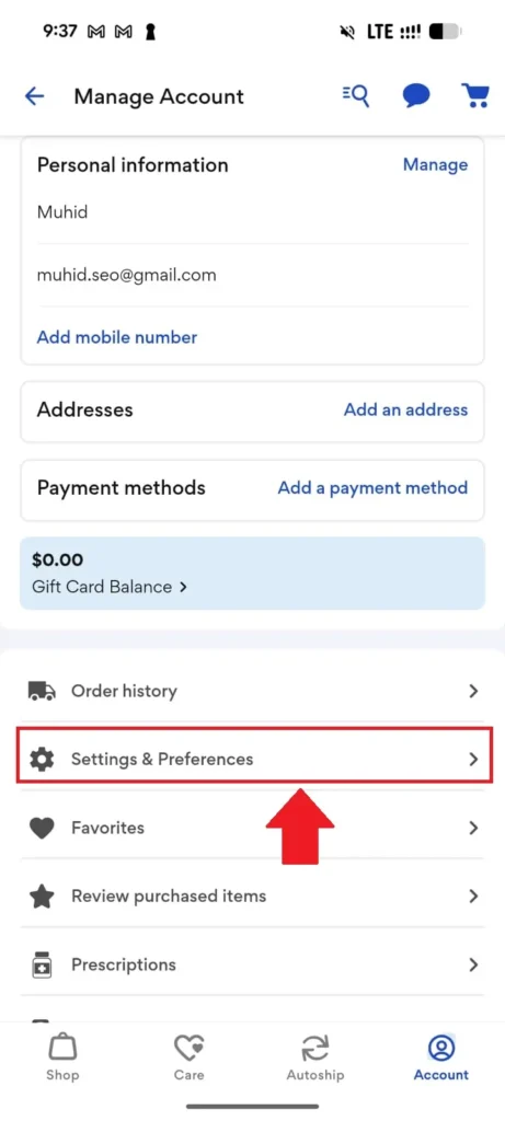Scroll down and tap "Settings & Preferences."