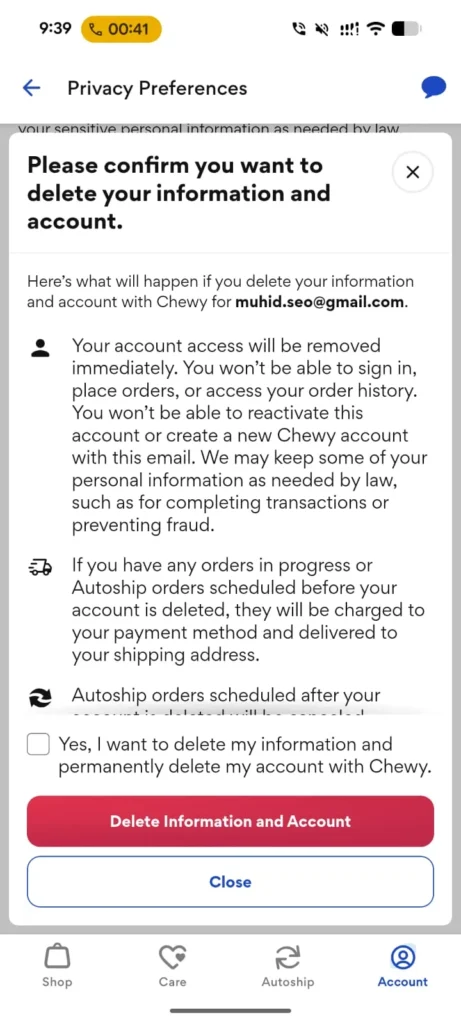 A confirmation popup will appear
