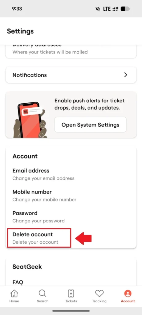 Now scroll down a little bit where your will find "Delete account" option.
