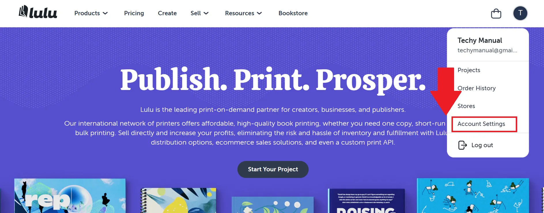 go to account setting option