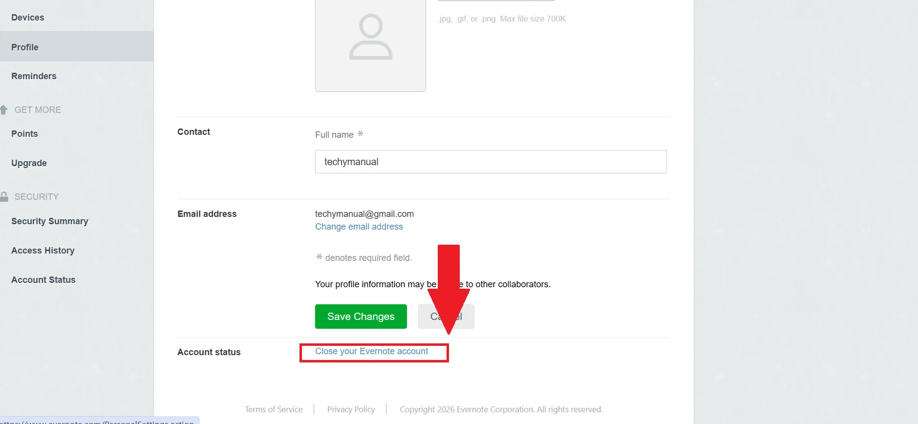 Close Your Evernote Account
