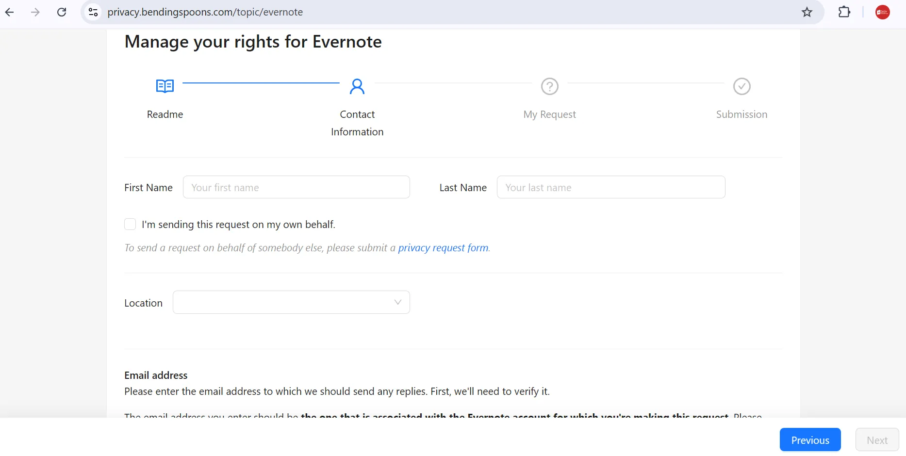 Then fill out the details, verify your email, and click Next.