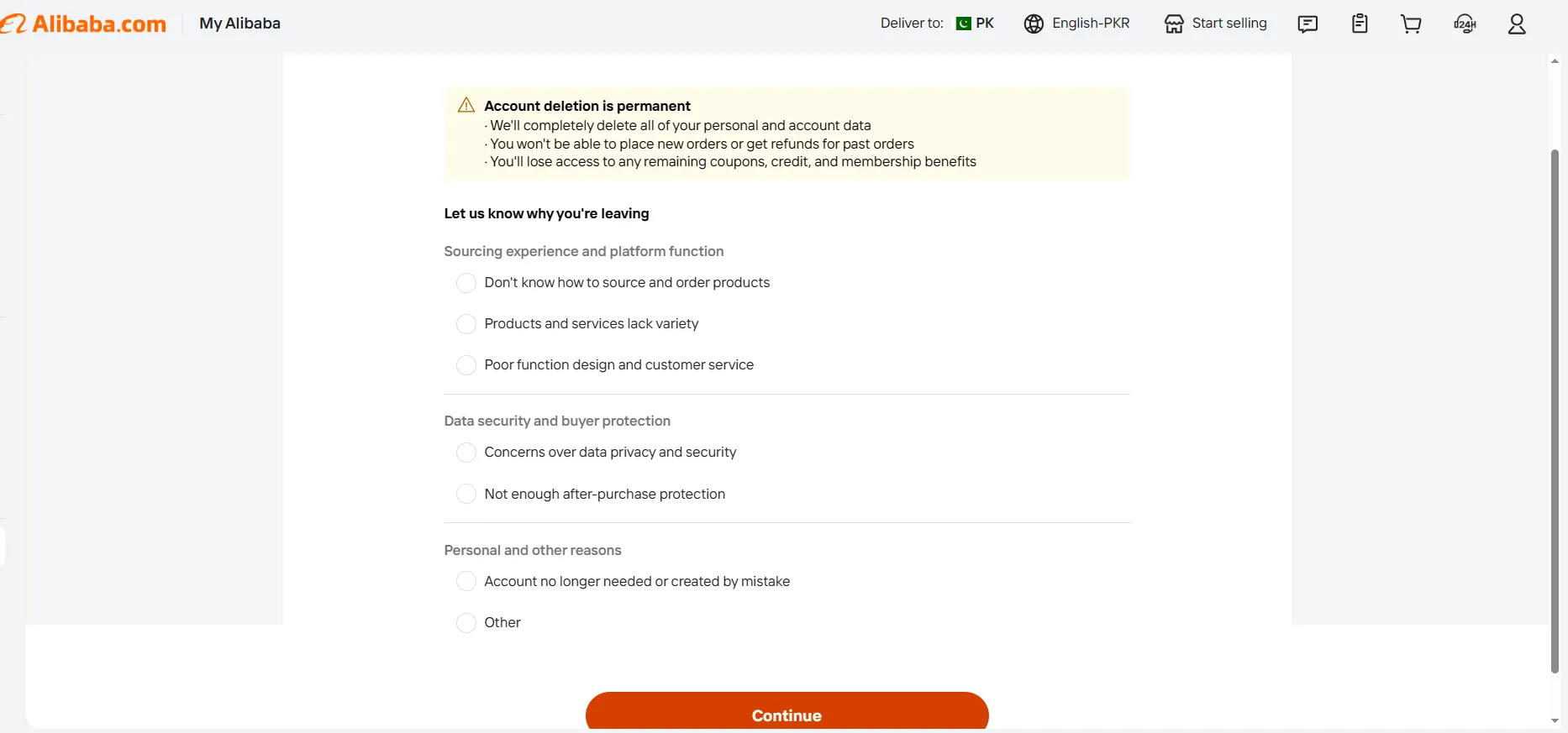 From Where You can simply delete your ali baba account.