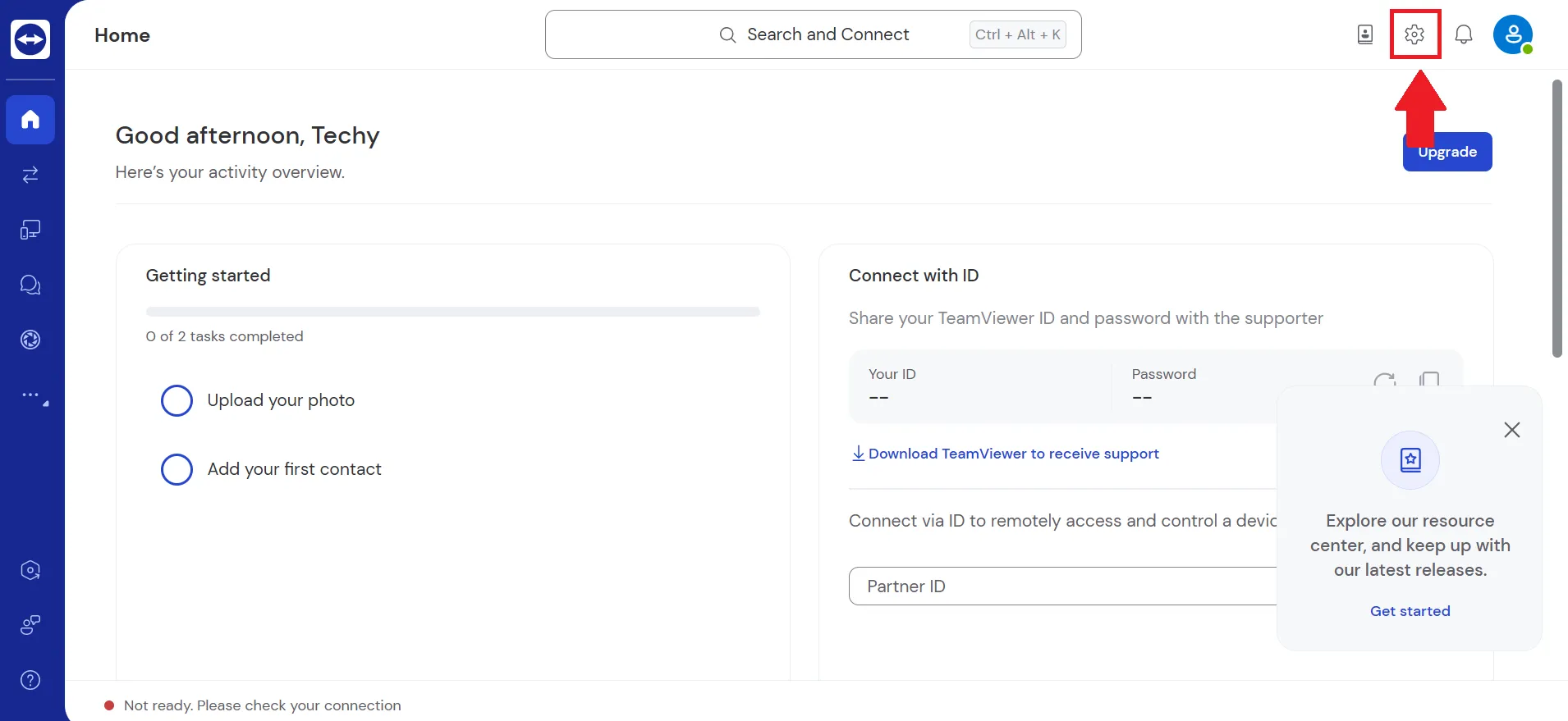 Click on setting gear icon at top right corner.