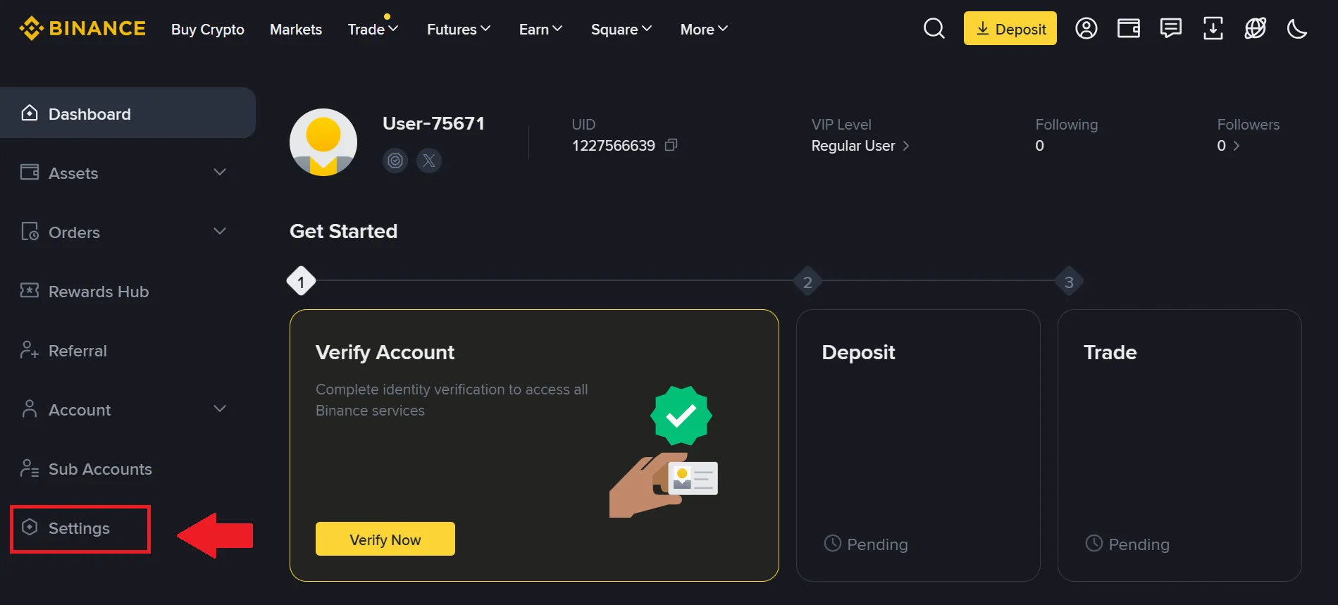 Now click on the setting option from the left sidebar.