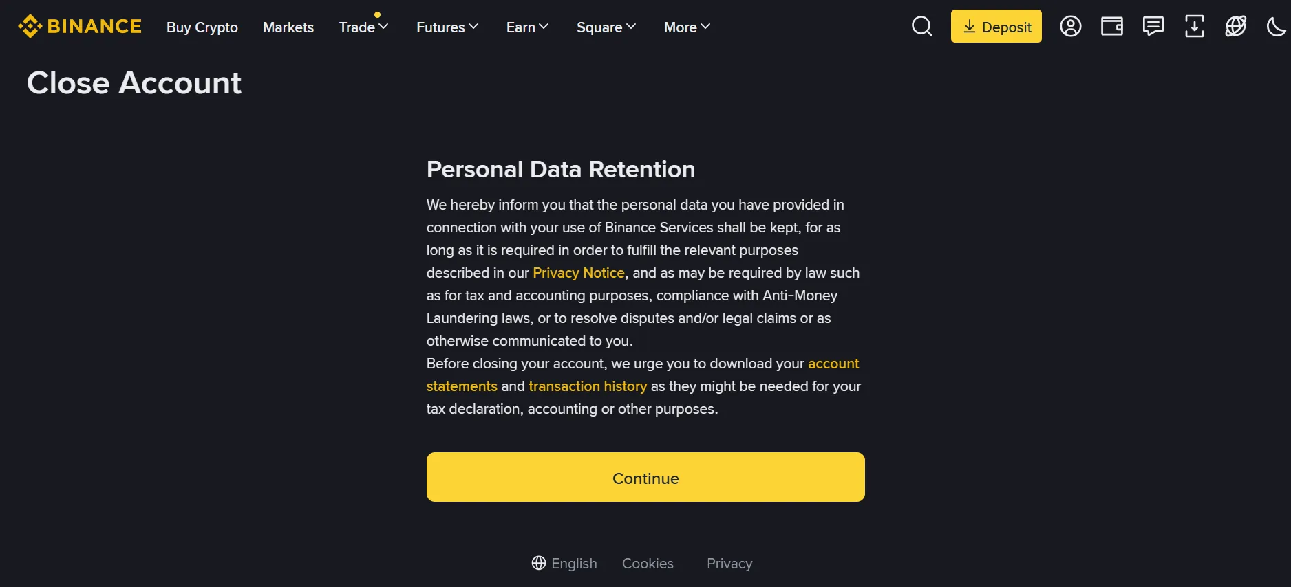 Now it will tell what happened if you delete your account.