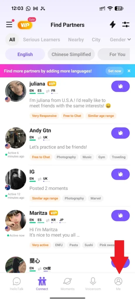 Go to the profile at the left option of your screen.