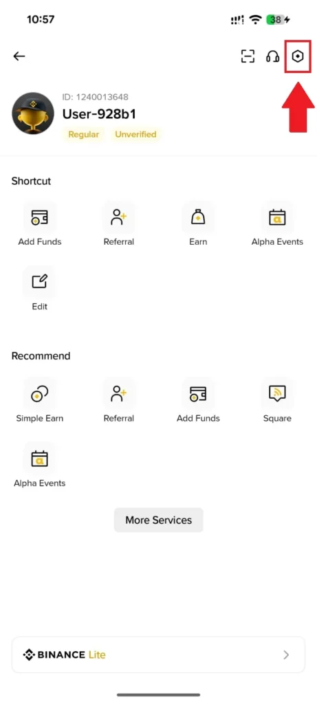 Tap the shield/security icon at the top-right of your profile page.