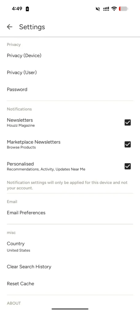 On the settings page,