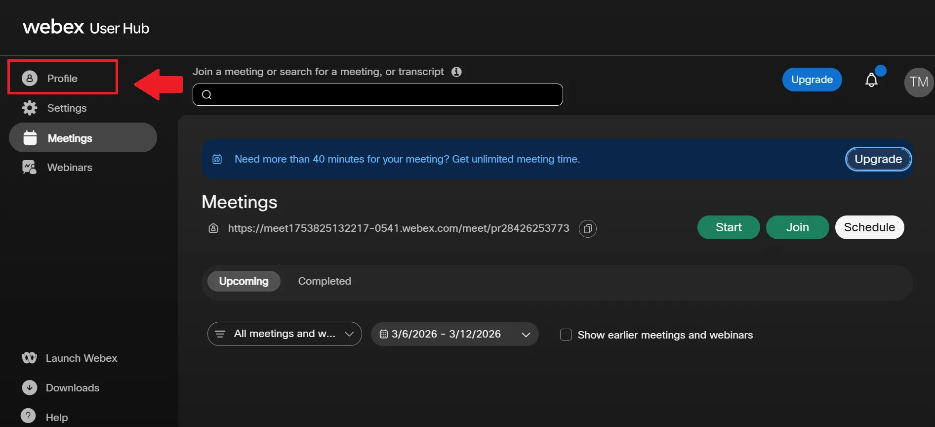 Once login, go to profile section.
