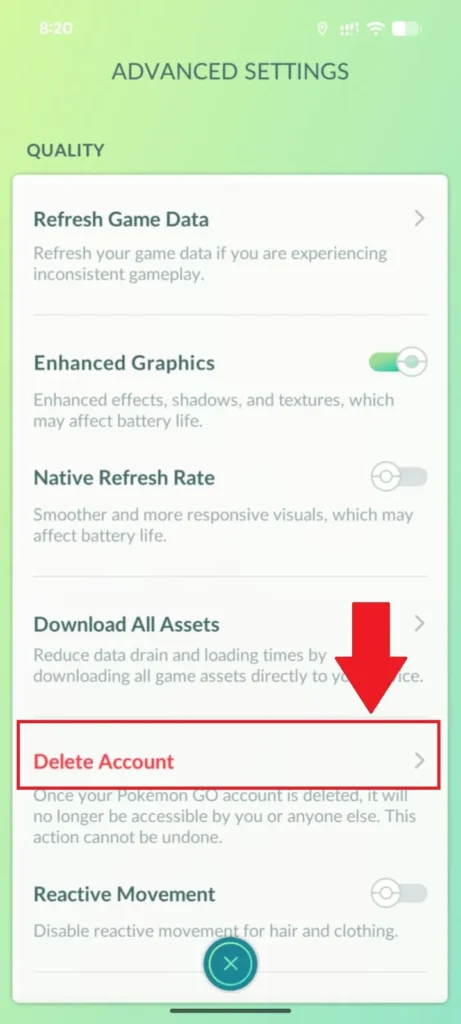 Tap on Delete account.