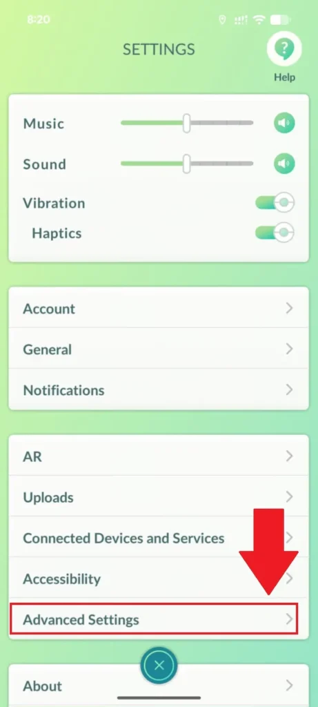 Select Advanced settings.