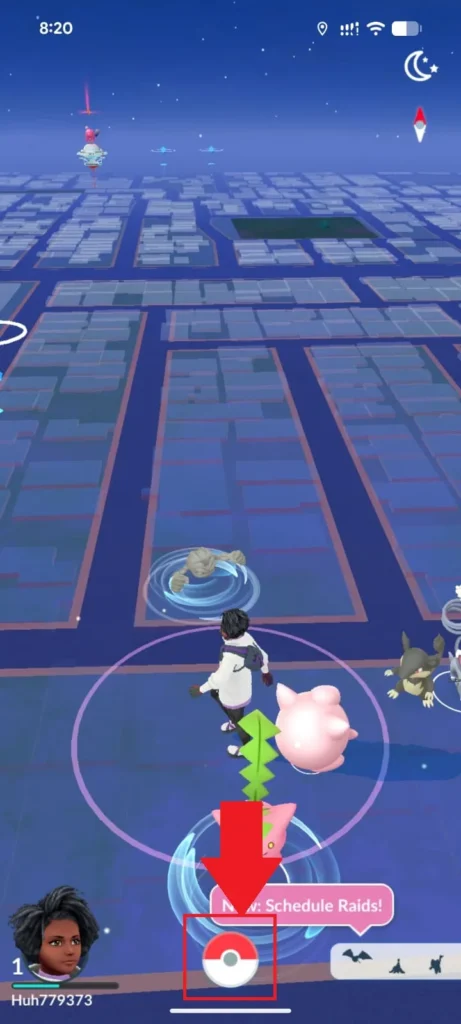 Open your Pokémon Go app and click on the Pokémon ball.