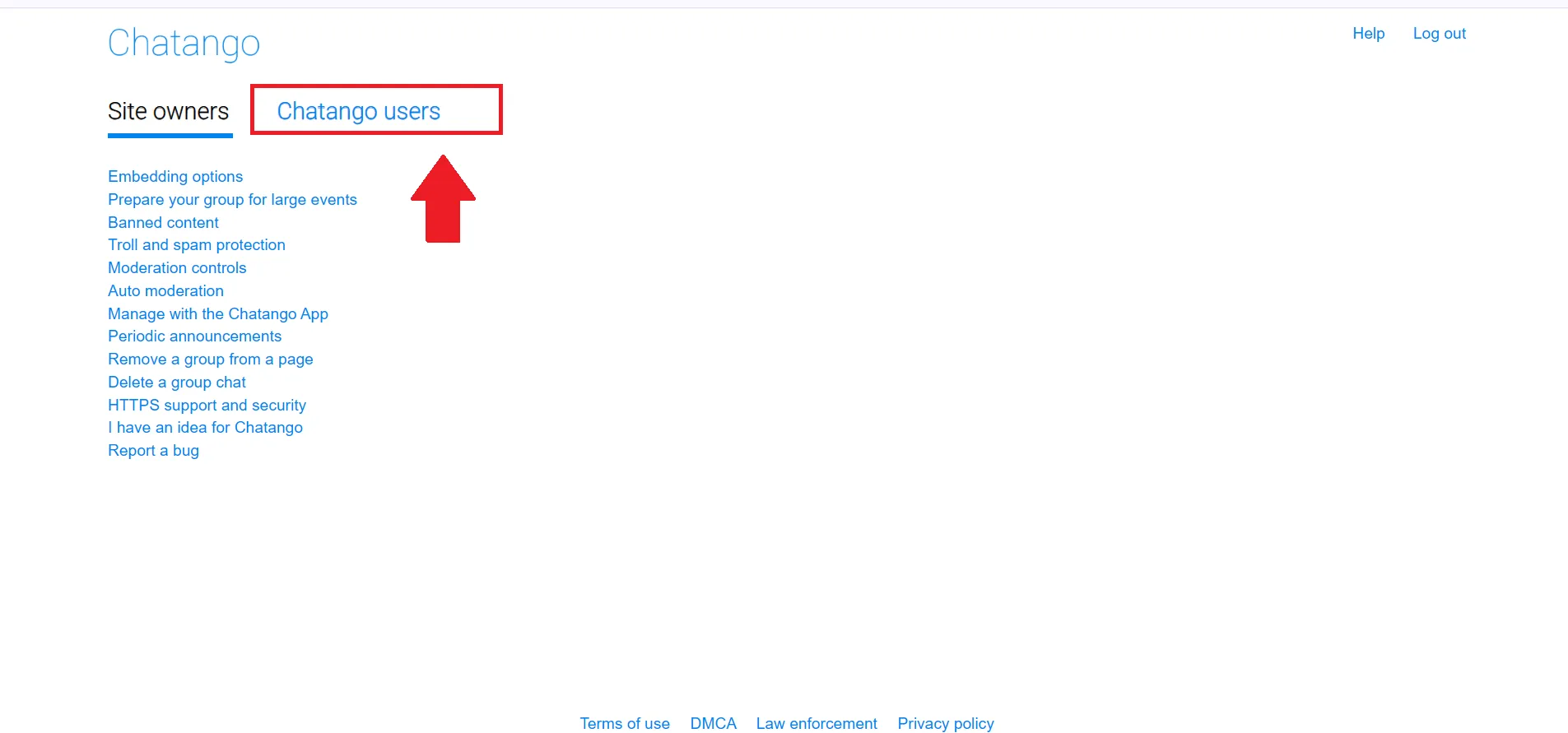 Go to chatango user option. 